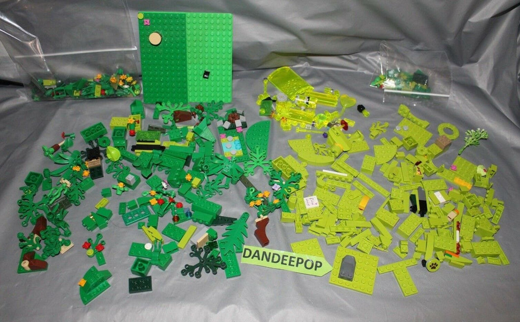 Lego All Green Dark Light Neon 550+ Pieces Bricks Parts Partial Sets