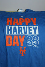Load image into Gallery viewer, Happy Harvey Day 33 New York Mets Baseball Majestic T Shirt Blue Size Large
