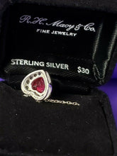 Load image into Gallery viewer, Sterling Silver Red Heart Crystal Pendant Necklace R.H. Macy's Fine Jewelry
