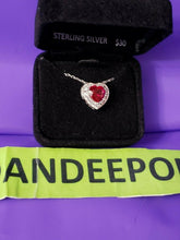 Load image into Gallery viewer, Sterling Silver Red Heart Crystal Pendant Necklace R.H. Macy's Fine Jewelry
