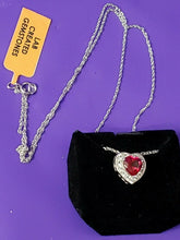 Load image into Gallery viewer, Sterling Silver Red Heart Crystal Pendant Necklace R.H. Macy's Fine Jewelry
