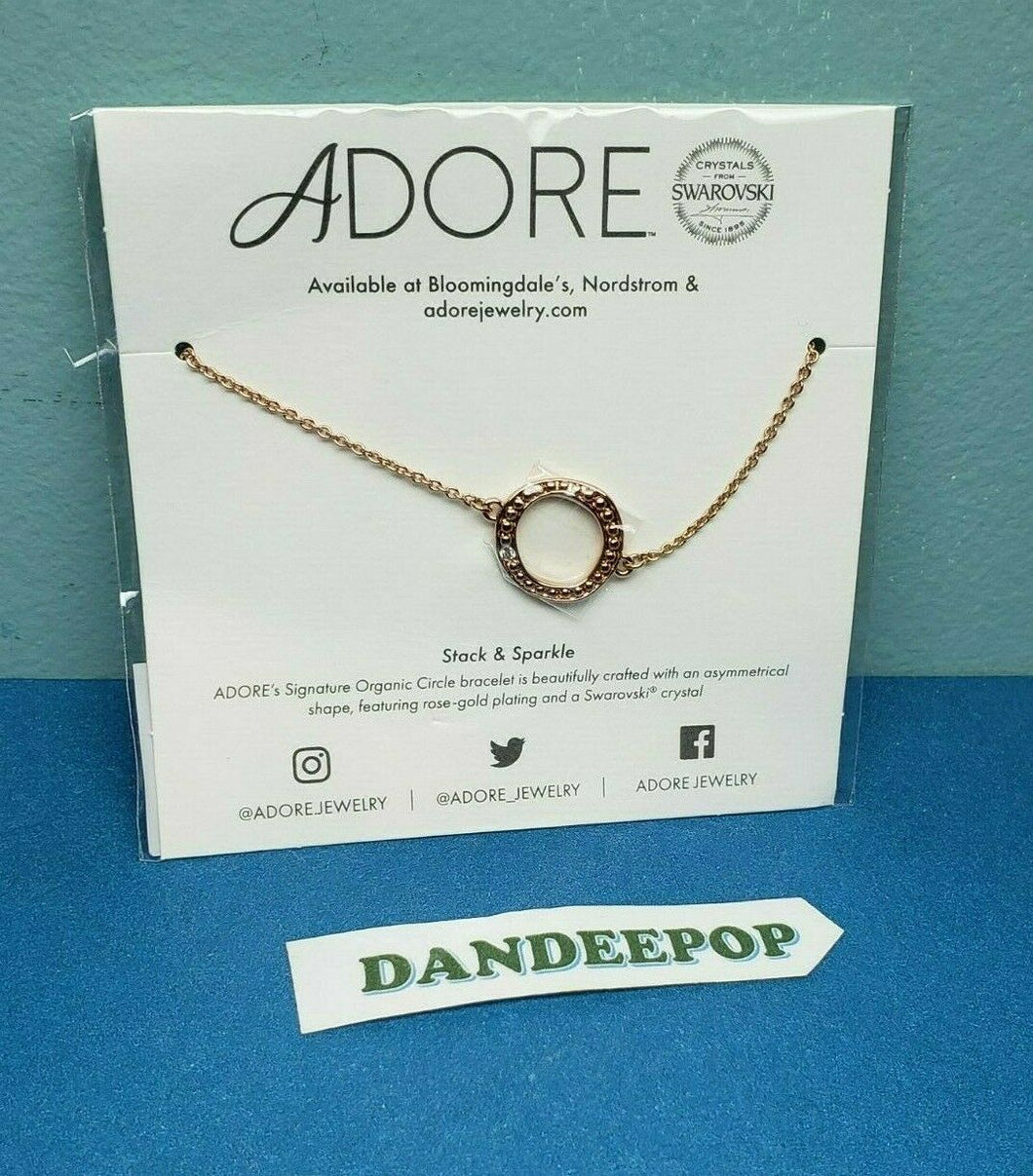 Adore Signature Organic Circle Asymmetrical Swarovski Crystal Bracelet Rose Gold