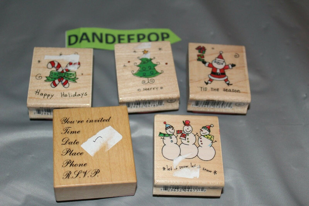 5 Hampton Art Christmas Holiday Themes Rubber Stamps Scrapbook Design Crafts