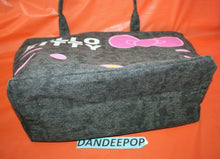 Load image into Gallery viewer, Hello Kitty Lined Zip Top Tote Bag Handbag  Black And Pink 17 x 13
