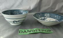 Load image into Gallery viewer, 2 Blue And White Porcelain Decorative Round Rice Soup Japan Bowls
