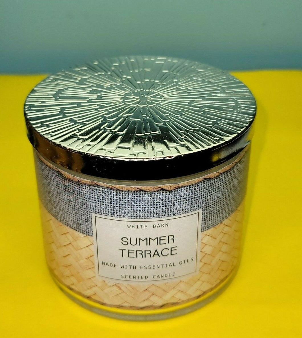 Bath & Body Works White Barn Summer Terrace Jar Essential Oil Candle 14.5