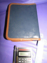Load image into Gallery viewer, TWA Airline First Class Folio Calculator Pen Pencil In Blue &amp; Tan Logo Zip Case
