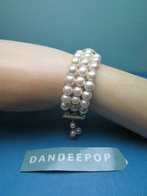 Load image into Gallery viewer, Vintage 3 Layer Pearl Bead Cuff Bracelet With CZ &amp; Clasp Bracelet Jewelry
