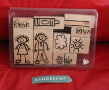 Load image into Gallery viewer, Stampin' Up! 10 Piece Child Drawing Rubber Stamp Set Friendship Craft Sentiment

