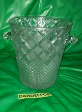 Load image into Gallery viewer, Antique Diamond Cut Textured Pattern Heavy Crystal Ice Bucket With Handles 8 1/4
