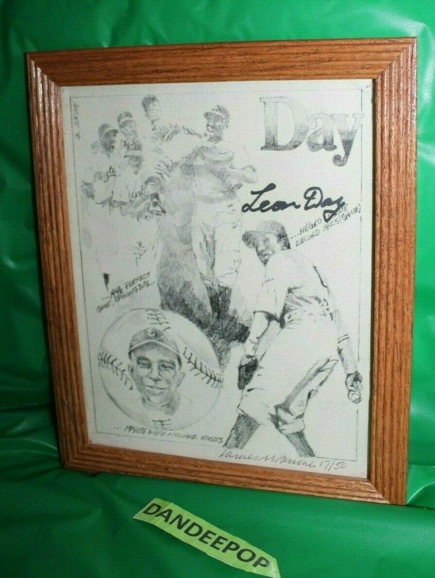 Leon Day Signed Sketch Print 17/50 Limited Perfect Game Opening Day 1940's