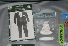 Load image into Gallery viewer, Lot Of 6 Wedding Theme Scrapbook Card Making Adhesive Stickers Bride Groom Cake

