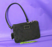 Load image into Gallery viewer, Coach C Logo Small Black Zip Top Wallet Wristlet Handbag Accessory
