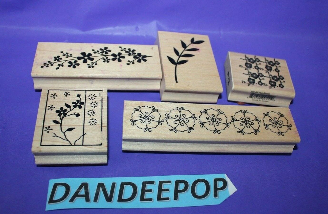 5 Vicki Schreiner And Great Impressions Rubber Stamp Set Florals Plum Blossom