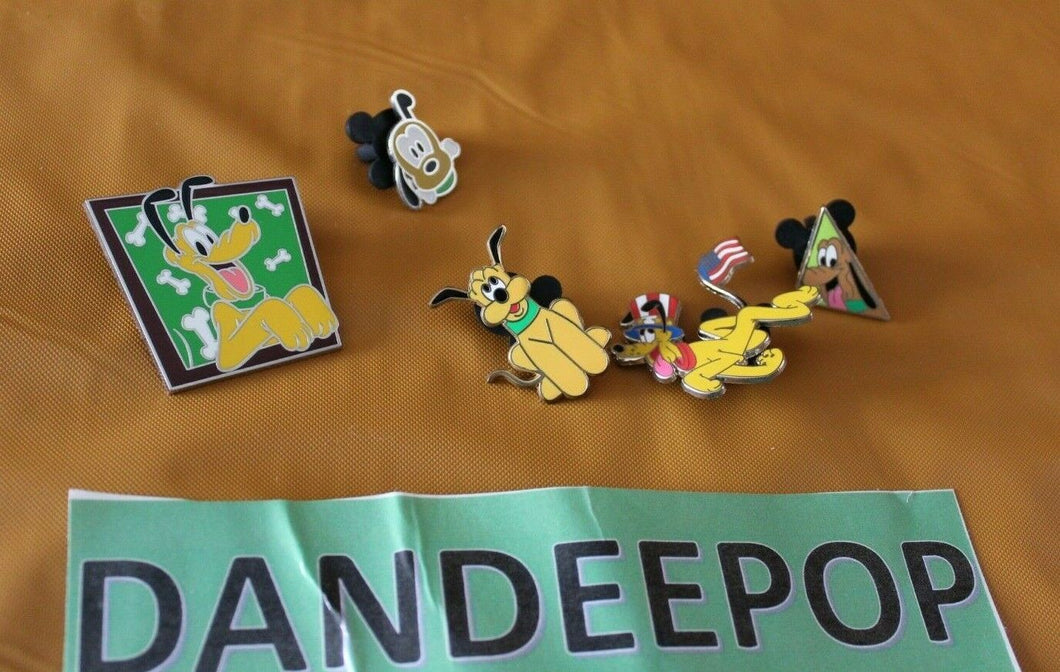 Disney Parks 5 Piece Pluto Dog Pin Trading 2008 2009