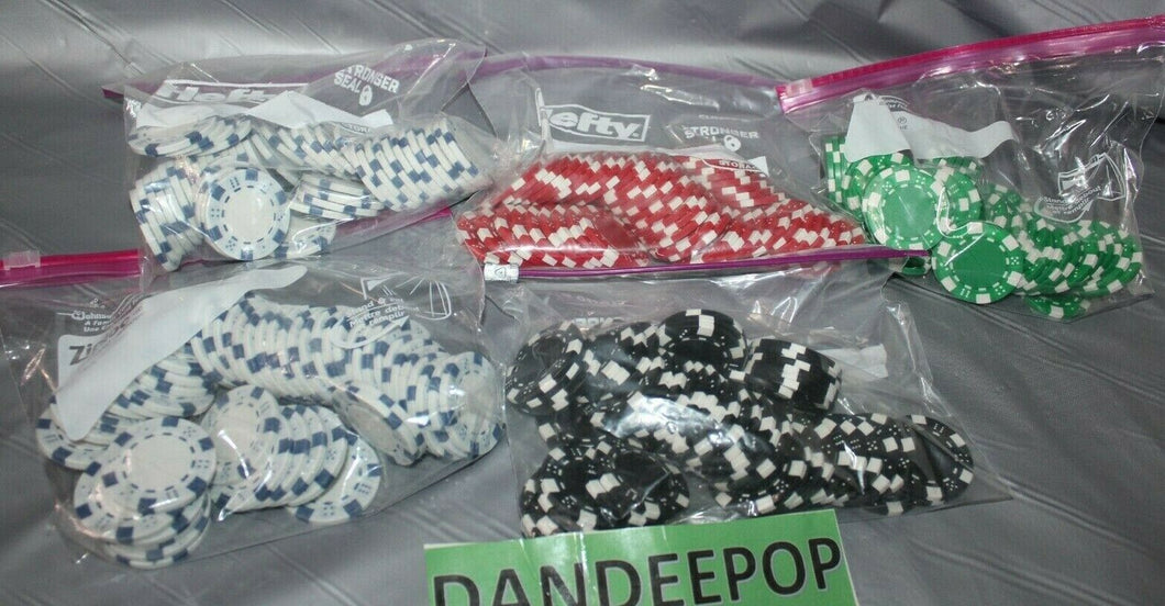 300 Assorted Poker Chips With Acrylic Holders Games Toys Novelties