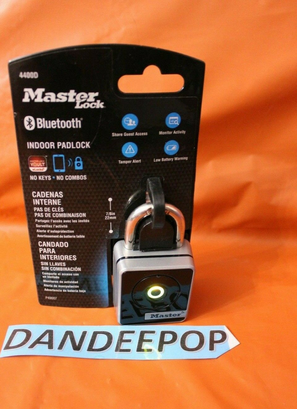 Master Lock Bluetooth Indoor Padlock 4400D No Keys Needed Home Security