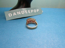 Load image into Gallery viewer, Red Gemstone On 925 Gold Plated Sterling With Rhinestones Ring Size 6
