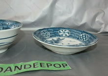 Load image into Gallery viewer, 2 Blue And White Porcelain Decorative Round Rice Soup Japan Bowls
