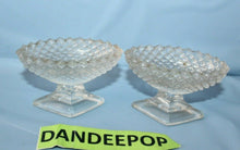 Load image into Gallery viewer, Pair Of Mini Saw Tooth Quilt Pattern Mini Pedestal Crystal Vases
