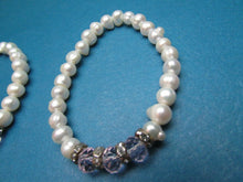 Load image into Gallery viewer, 2 Pearl Bead &amp; Pink Stone With CZ Elasticized Bracelet Jewelry
