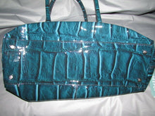 Load image into Gallery viewer, Kate Spade Blue Patent Leather Elena Knightsbridge Handbag Croc Finish W/ Bow
