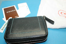Load image into Gallery viewer, Coach Credit Card Case Zip Wallet SV Black With Dust Bag 6A18
