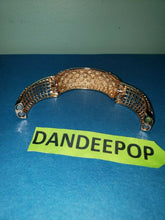 Load image into Gallery viewer, Gold Tone With Jewel Tone Crystals Open Grate Magnetic Chunky Bangle Bracelet
