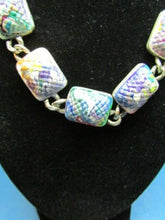 Load image into Gallery viewer, Vintage Painted Silver Square Link Necklace Jewelry
