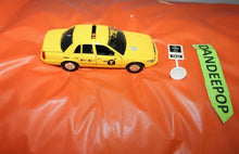 Load image into Gallery viewer, NYC New York City Yellow  Ford Crown Victoria Taxi Cab With Parking Sign Toy
