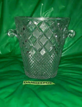 Load image into Gallery viewer, Antique Diamond Cut Textured Pattern Heavy Crystal Ice Bucket With Handles 8 1/4
