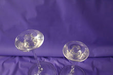 Load image into Gallery viewer, Pair Of Glass Elegant Skinny Stem Pedestal Graduated Taper Candle Holders
