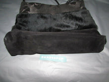 Load image into Gallery viewer, DESMO Designer Black Suede Leather Handbag Evening Bag With Fur Accent
