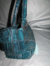 Load image into Gallery viewer, Kate Spade Blue Patent Leather Elena Knightsbridge Handbag Croc Finish W/ Bow
