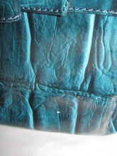 Load image into Gallery viewer, Kate Spade Blue Patent Leather Elena Knightsbridge Handbag Croc Finish W/ Bow
