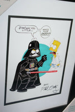 Load image into Gallery viewer, Phil Ortiz Framed The Simpson&#39;s Homer Bart Darth Vader Signed Print
