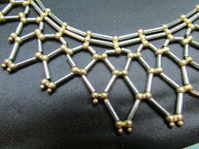 Load image into Gallery viewer, Vintage 989 Silver &amp; Gold Bead Open Link Bib Choker Necklace Jewelry
