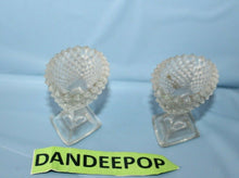 Load image into Gallery viewer, Pair Of Mini Saw Tooth Quilt Pattern Mini Pedestal Crystal Vases
