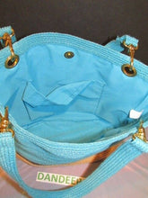 Load image into Gallery viewer, OKPTA Tan &amp; Blue Paper Straw Tote Bag Handbag
