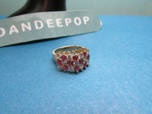 Load image into Gallery viewer, Red Gemstone On 925 Gold Plated Sterling With Rhinestones Ring Size 6
