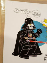 Load image into Gallery viewer, Phil Ortiz Framed The Simpson&#39;s Homer Bart Darth Vader Signed Print
