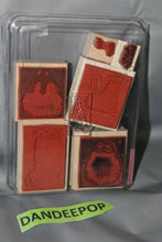 Load image into Gallery viewer, Stampin' Up! 6 Piece Holiday Woodcuts Rubber Stamp Set Craft, Cards, Sentiment
