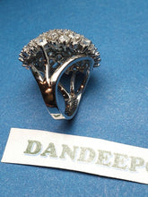 Load image into Gallery viewer, CZ Round cluster Burst Silver Ring Jewelry Size 8 NM Over 40 Stones

