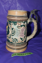 Load image into Gallery viewer, German Pewter Lidded Ceramic Decorative Beer Stein #202 8" tall
