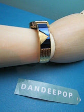 Load image into Gallery viewer, Da Vanci Cuff Hinged Bracelet Watch Quartz Japan Movement W/ Blue Gemstone
