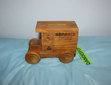 Load image into Gallery viewer, Vintage Brinks Pittson Toystalgia 1984 Wood Armored Car Novelty Coin Bank

