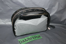 Load image into Gallery viewer, Victoria's Secret 3 Piece Cosmetic Makeup Storage Travel Bag Clear Black Gold
