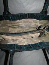 Load image into Gallery viewer, Kate Spade Blue Patent Leather Elena Knightsbridge Handbag Croc Finish W/ Bow
